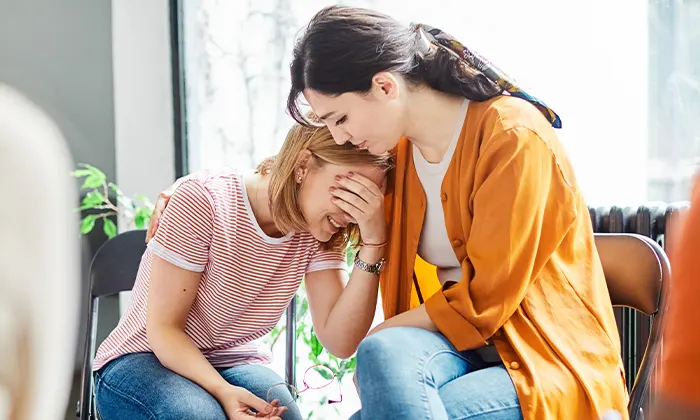 Psychologist Meeting Woman Giving Emotional Support
